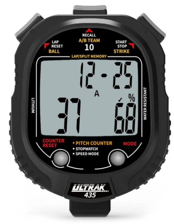 ULTRAK 435: Pitch Counter w/ Pitch Speed Tracker & 10 Memory Stopwatch